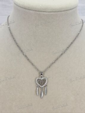 Stainless Steel Silver Tone Heart Dreamcatcher Pendant Necklace NK5801